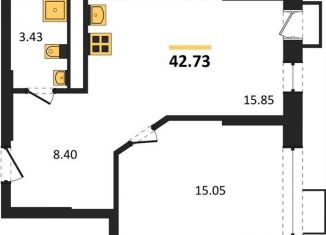 Продаю 1-комнатную квартиру, 42.7 м2, Воронеж, набережная Чуева, 7, Железнодорожный район