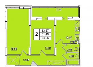 Продается двухкомнатная квартира, 65.2 м2, Ульяновск, ЖК Прибрежный Спецмашстрой, проспект Маршала Устинова, 27А