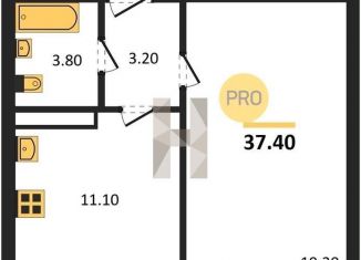 Продажа однокомнатной квартиры, 37.4 м2, Воронежская область, улица Генерала Черткова, 1