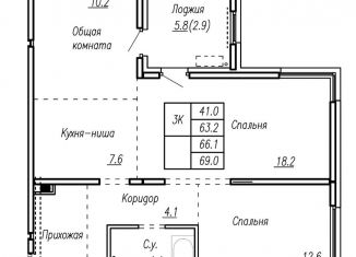 Продам 3-ком. квартиру, 66.1 м2, Барнаул