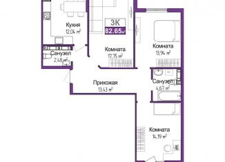 Продаю 3-комнатную квартиру, 80.6 м2, Симферополь