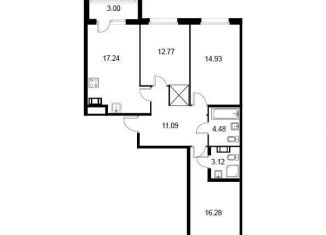 Продам 3-ком. квартиру, 81.4 м2, Колпино