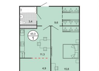 1-ком. квартира на продажу, 45 м2, Георгиевск