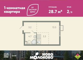 Продам квартиру студию, 28.7 м2, Московская область, жилой комплекс Ново-Молоково, 13