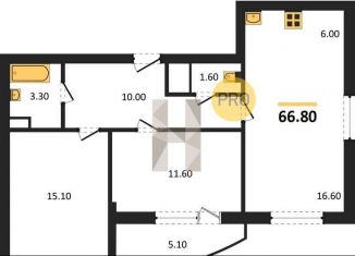 Продажа двухкомнатной квартиры, 66.8 м2, Воронеж, улица Фёдора Тютчева, 93/4, ЖК Микрорайон Боровое