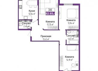 Продаю 3-ком. квартиру, 80.6 м2, Симферополь