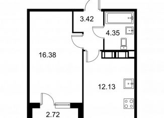 Продам 1-комнатную квартиру, 37.6 м2, Колпино