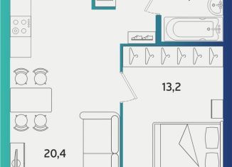 1-ком. квартира на продажу, 42.1 м2, Татарстан