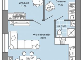 Трехкомнатная квартира на продажу, 70 м2, Удмуртия, улица Строителя Николая Шишкина, 11/2