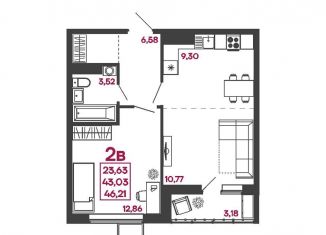 Продажа двухкомнатной квартиры, 46.2 м2, Пенза, улица Измайлова, 41В