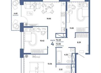 Продаю 3-комнатную квартиру, 76.4 м2, Тюмень, улица Новосёлов, 98