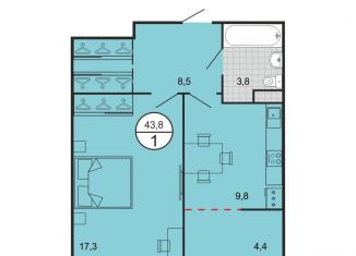 Продаю 1-ком. квартиру, 43.8 м2, Георгиевск