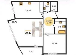 Продам 2-комнатную квартиру, 70.4 м2, Казань, Танковая улица, 2