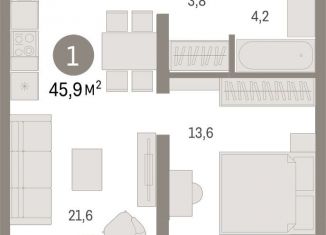 Продается однокомнатная квартира, 45.8 м2, Екатеринбург