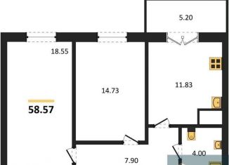 Продажа двухкомнатной квартиры, 58.6 м2, Воронеж, Цимлянская улица, 10В, Левобережный район