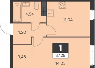 Продажа 1-комнатной квартиры, 37.3 м2, Екатеринбург, метро Чкаловская, улица Академика Ландау, 37