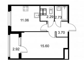 Продается 1-комнатная квартира, 36.8 м2, Колпино