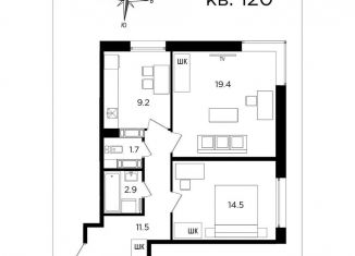 Продам 2-ком. квартиру, 59.2 м2, Хабаровск