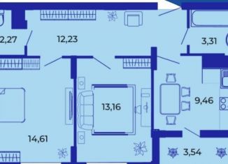 Продам 2-комнатную квартиру, 58.6 м2, Брянск, улица имени О.С. Визнюка, 18, ЖК Резиденция Гринпарк