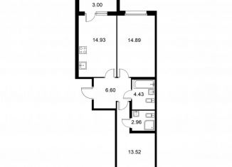 Продаю 2-комнатную квартиру, 58.8 м2, Колпино