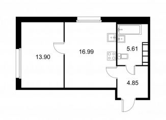 Продается 1-комнатная квартира, 41.4 м2, Колпино