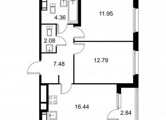 Продаю двухкомнатную квартиру, 56.5 м2, Колпино