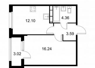 Продается однокомнатная квартира, 37.8 м2, Колпино