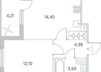 Продам 1-комнатную квартиру, 39.2 м2, посёлок Стрельна, ЖК Любоград