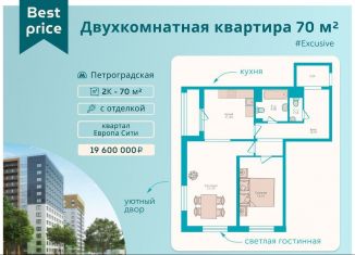Продам 2-комнатную квартиру, 70 м2, Санкт-Петербург, проспект Медиков, 10к5, ЖК Европа Сити