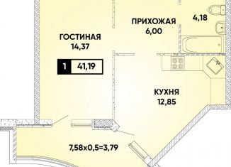 Однокомнатная квартира на продажу, 41.2 м2, Краснодар, микрорайон Достояние