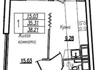 1-комнатная квартира на продажу, 38.2 м2, Санкт-Петербург, муниципальный округ Сергиевское