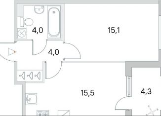 Продажа 1-комнатной квартиры, 40.8 м2, посёлок Шушары