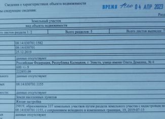 Продаю участок, 6 сот., Элиста, Юго-Западный район, Привольная улица, 81