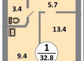 Продаю 1-комнатную квартиру, 32.8 м2, Красноярск, проспект 60 лет Образования СССР, 48, Советский район