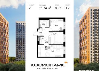 Продажа 2-комнатной квартиры, 51.7 м2, Калуга