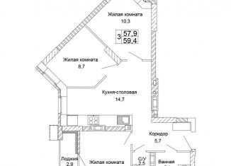 Продам 3-комнатную квартиру, 59.4 м2, Волгоград, ЖК Колизей