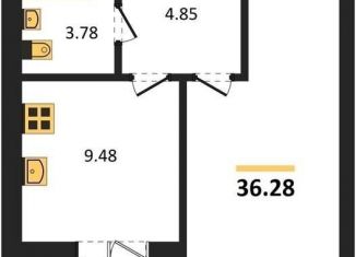 Однокомнатная квартира на продажу, 36.3 м2, Воронеж, улица Курчатова, 26Б, Советский район