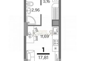 Квартира на продажу студия, 17.8 м2, Рязань, улица Александра Полина, 1, Московский район