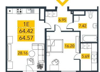 Продам 1-комнатную квартиру, 64.9 м2, Санкт-Петербург, метро Василеостровская