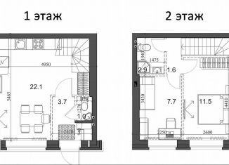 Продается 2-ком. квартира, 51.2 м2, посёлок Элитный, микрорайон Берёзки, 182