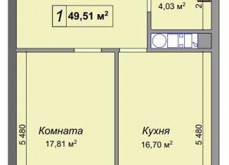 Продажа однокомнатной квартиры, 49.5 м2, Нальчик, улица Тарчокова, 135Г, район Затишье