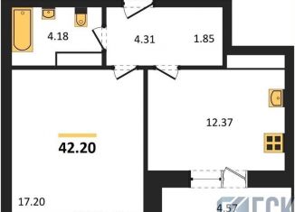 Продается однокомнатная квартира, 42.2 м2, Воронеж, Ленинский район