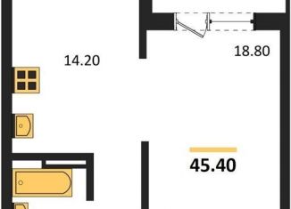 Продам однокомнатную квартиру, 45.4 м2, Новосибирск, метро Заельцовская