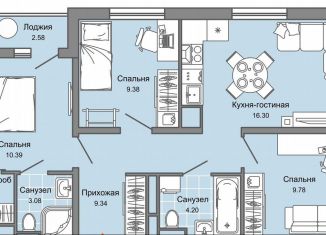 Продаю 4-ком. квартиру, 66 м2, Ульяновск, жилой комплекс Светлые кварталы, 2