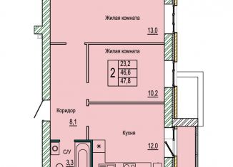 Двухкомнатная квартира на продажу, 47.8 м2, Волгоград, ЖК Колизей