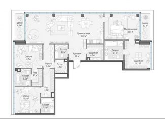 Трехкомнатная квартира на продажу, 197.6 м2, Москва, район Хамовники