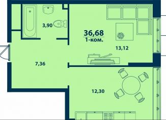 1-ком. квартира на продажу, 36.7 м2, Республика Башкортостан