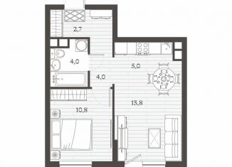 Продажа двухкомнатной квартиры, 41.3 м2, Дербент