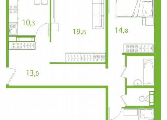 Продаю трехкомнатную квартиру, 84.2 м2, Томская область, улица Пришвина, 52