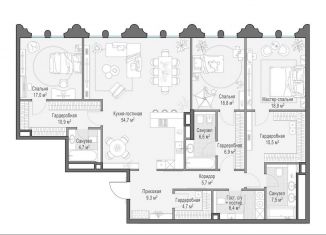 Продается трехкомнатная квартира, 186 м2, Москва, район Хамовники